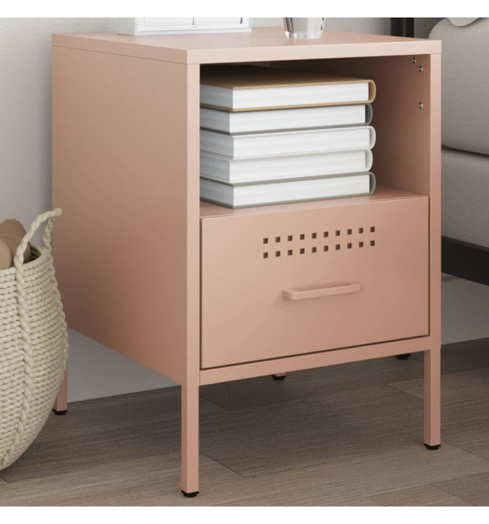 Table de chevet rose 36x39x50,5 cm acier | Mobilier & Déco