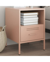 Table de chevet rose 36x39x50,5 cm acier | Mobilier & Déco