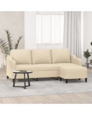 Canapé à 3 places avec repose-pieds Crème 180 cm Tissu | Mobilier & Déco