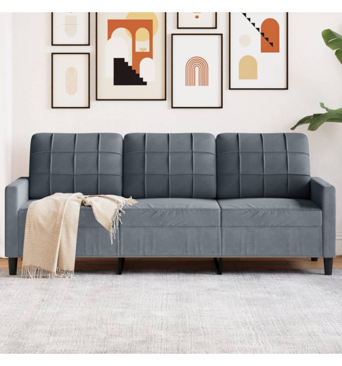 Canapé à 3 places Gris foncé 180 cm Velours | Mobilier & Déco