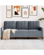 Canapé à 3 places Gris foncé 180 cm Velours | Mobilier & Déco