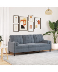 Canapé 3 places avec oreillers gris foncé 180 cm velours | Mobilier & Déco