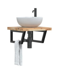Étagère de vasque murale acier et bois massif d'acacia | Mobilier & Déco