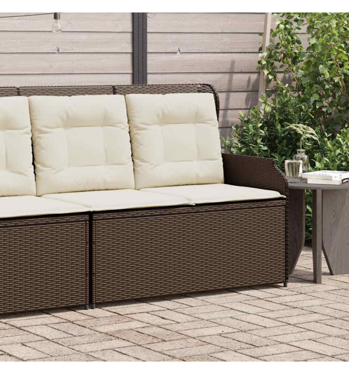 Banc inclinable de jardin avec coussins marron résine tressée | Mobilier & Déco