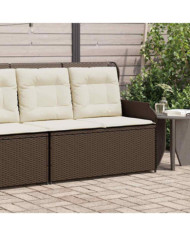 Banc inclinable de jardin avec coussins marron résine tressée | Mobilier & Déco