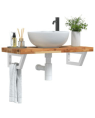 Étagère de vasque murale acier et bois massif d'acacia | Mobilier & Déco