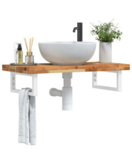 Étagère de vasque murale acier et bois massif d'acacia | Mobilier & Déco
