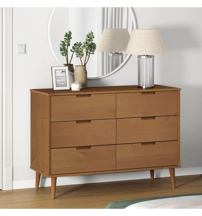 Commode MOLDE Marron 113x40x80 cm Bois de pin massif | Mobilier & Déco