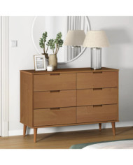 Commode MOLDE Marron 113x40x80 cm Bois de pin massif | Mobilier & Déco