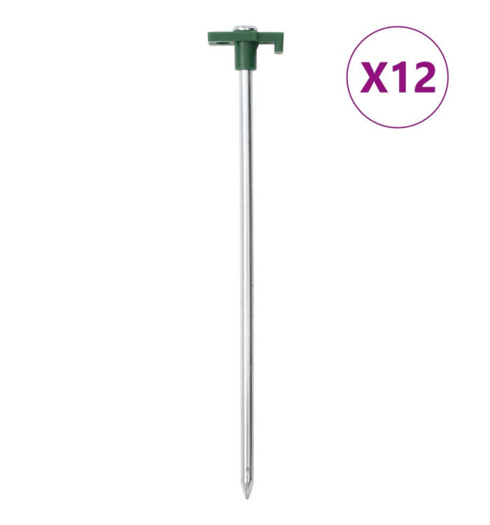 Piquets de tente 12 pcs 25 cm 7 mm acier galvanisé et PP | Mobilier & Déco