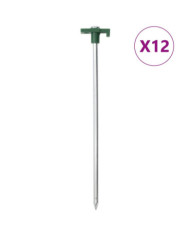 Piquets de tente 12 pcs 25 cm 7 mm acier galvanisé et PP | Mobilier & Déco