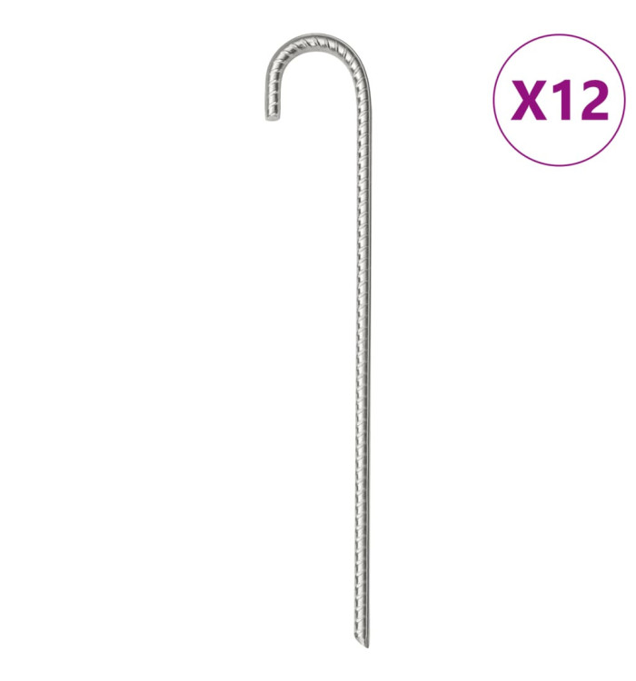 Piquets de tente 12 pcs 37 cm Ø10 mm acier galvanisé | Mobilier & Déco