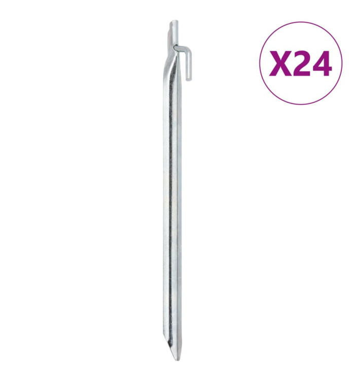 Piquets de tente 24 pcs forme de V 29,5cm Ø20mm acier galvanisé | Mobilier & Déco