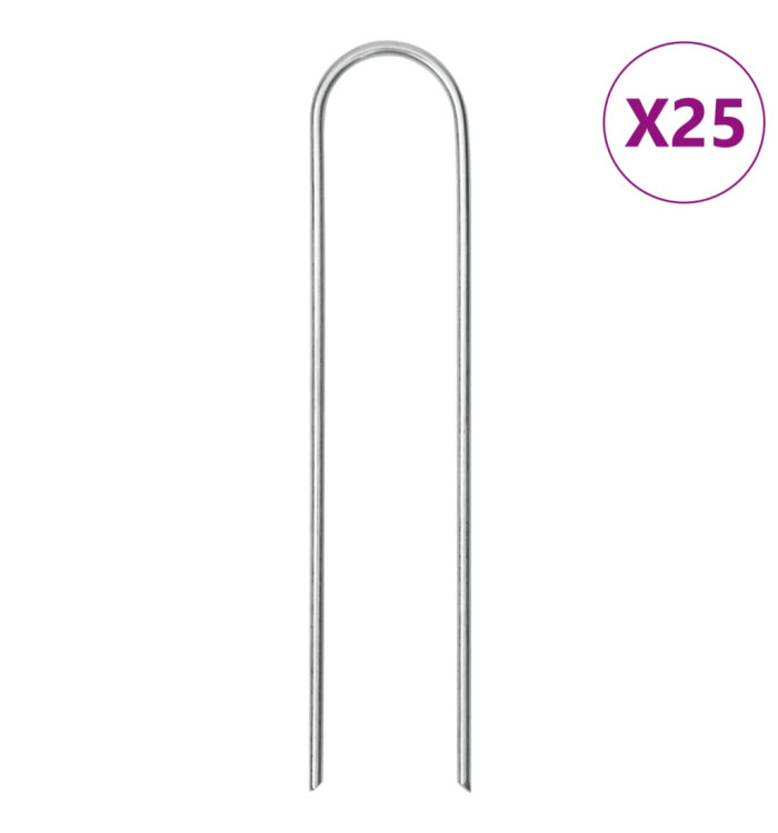 Piquets de sol en forme de U 25 pcs 15x3,5 cm acier galvanisé | Mobilier & Déco