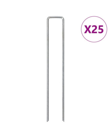 Piquets de sol en forme de U 25 pcs 20x4 cm acier galvanisé | Mobilier & Déco