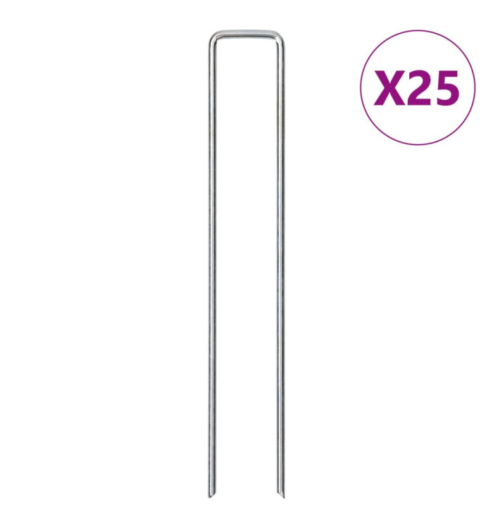 Piquets de sol en forme de U 25 pcs 20x4 cm acier galvanisé | Mobilier & Déco