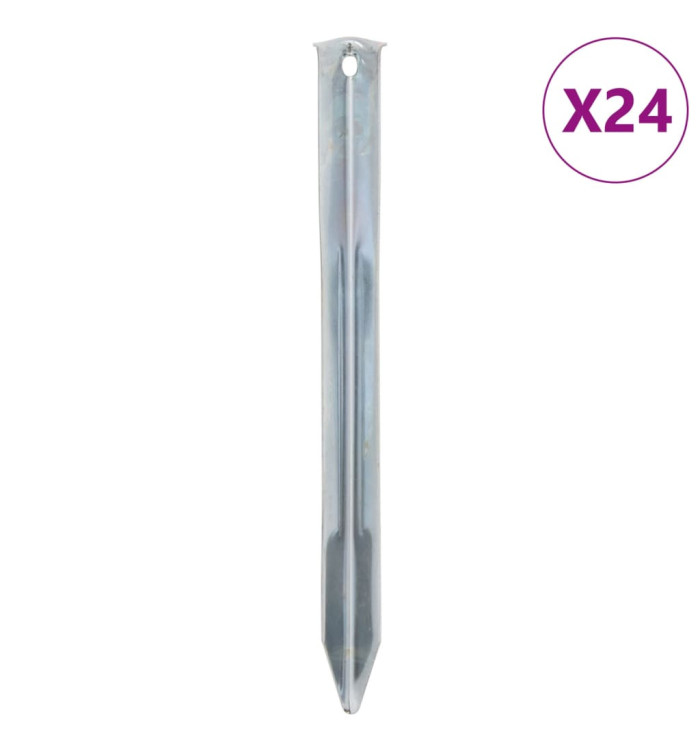 Piquets de tente 24 pcs 22 cm Ø20 mm acier galvanisé | Mobilier & Déco