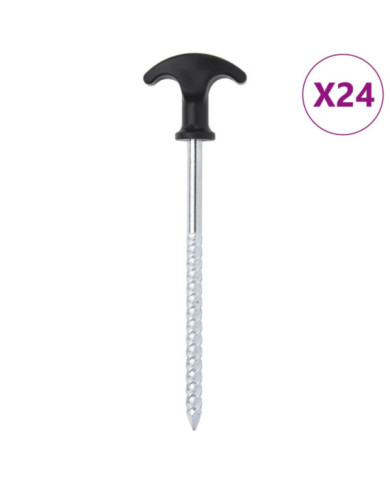 Piquets de tente 24 pcs 17 cm Ø7 mm acier galvanisé | Mobilier & Déco