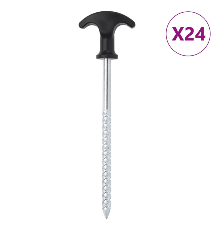 Piquets de tente 24 pcs 17 cm Ø7 mm acier galvanisé | Mobilier & Déco