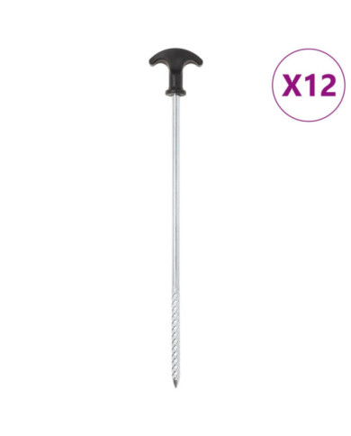 Piquets de tente 12 pcs 30 cm Ø7 mm acier galvanisé | Mobilier & Déco