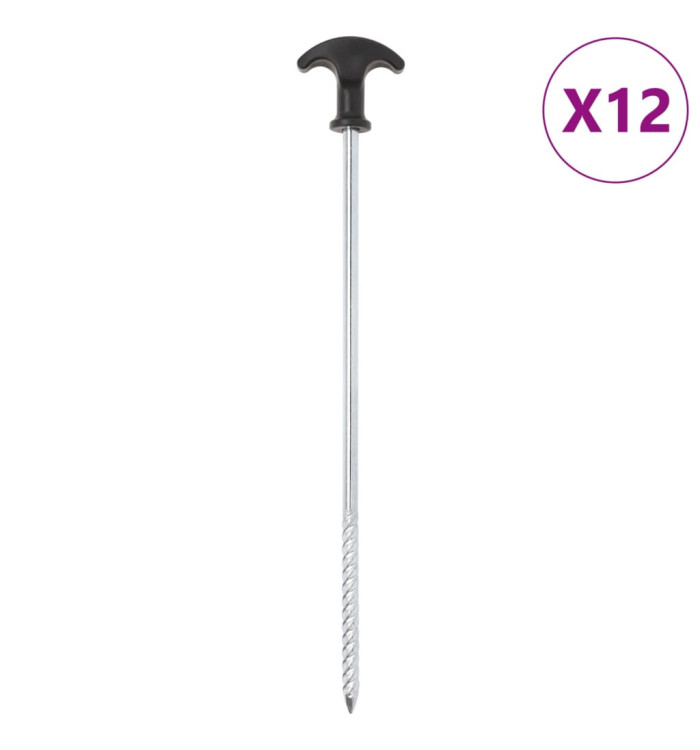 Piquets de tente 12 pcs 30 cm Ø7 mm acier galvanisé | Mobilier & Déco