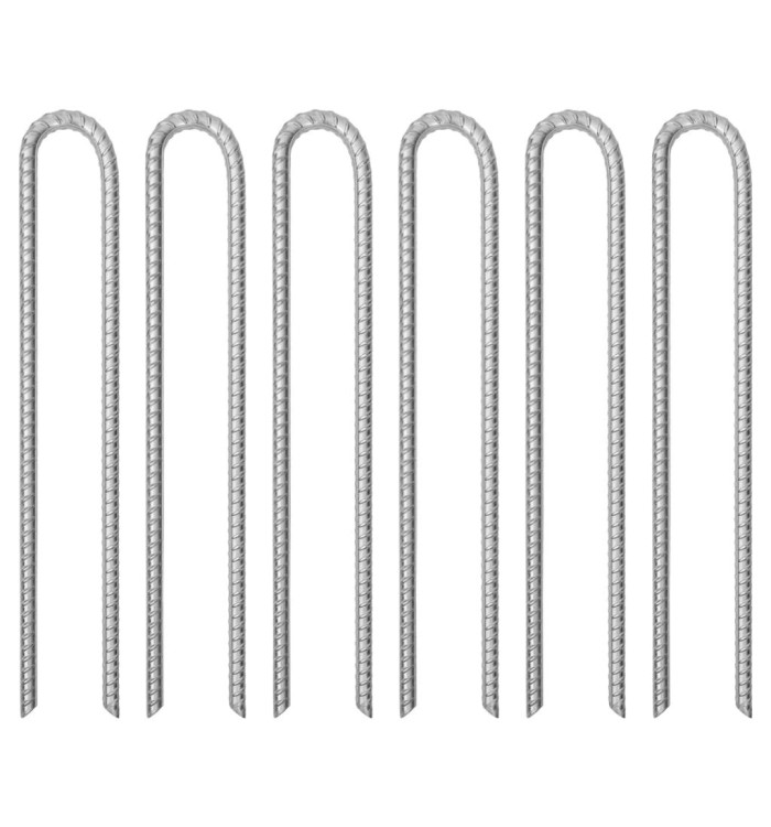 Piquets de tente 6 pcs forme de U 41,5 cm Ø12mm acier galvanisé | Mobilier & Déco