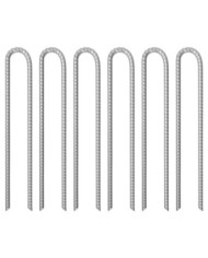 Piquets de tente 6 pcs forme de U 41,5 cm Ø12mm acier galvanisé | Mobilier & Déco