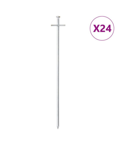 Piquets de tente 24 pcs 29,5 cm Ø6 mm acier galvanisé | Mobilier & Déco
