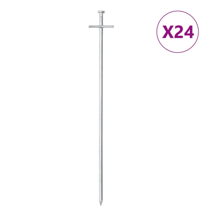 Piquets de tente 24 pcs 29,5 cm Ø6 mm acier galvanisé | Mobilier & Déco