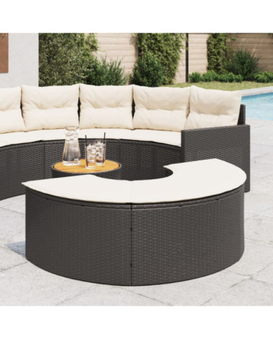 Tabouret de jardin avec coussin noir résine tressée | Mobilier & Déco