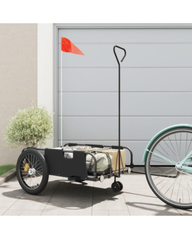 Remorque de vélo noir tissu oxford et fer | Mobilier & Déco