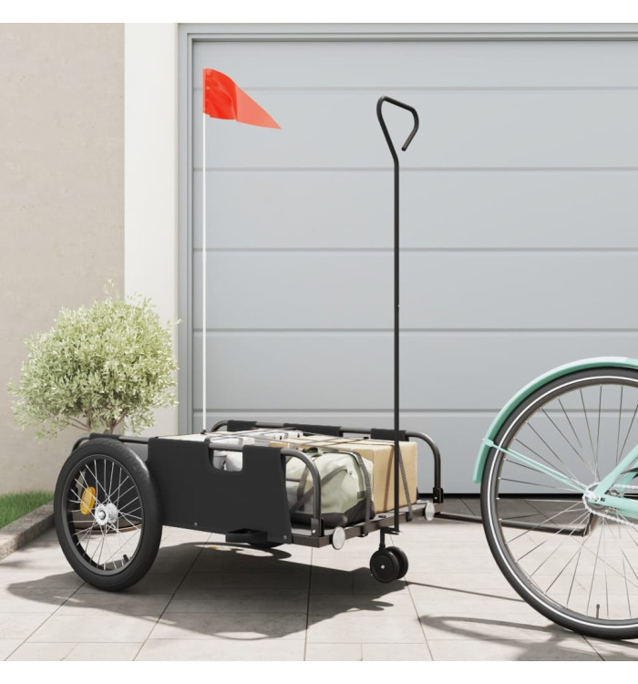 Remorque de vélo noir tissu oxford et fer | Mobilier & Déco