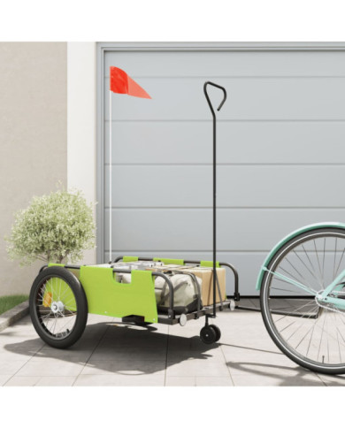 Remorque de vélo vert et noir tissu oxford et fer | Mobilier & Déco