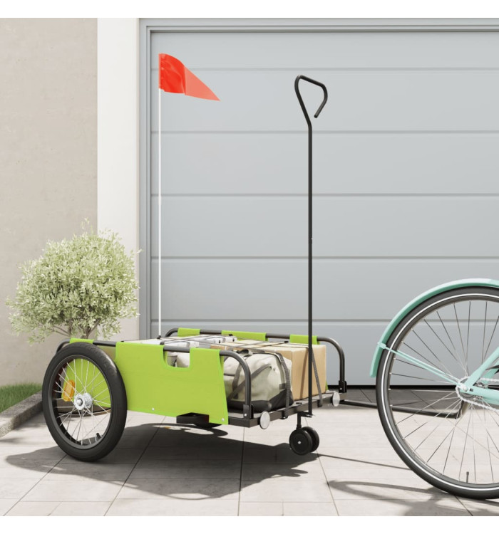 Remorque de vélo vert et noir tissu oxford et fer | Mobilier & Déco