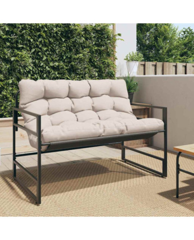 Banc de jardin avec coussin taupe 113 cm acier | Mobilier & Déco