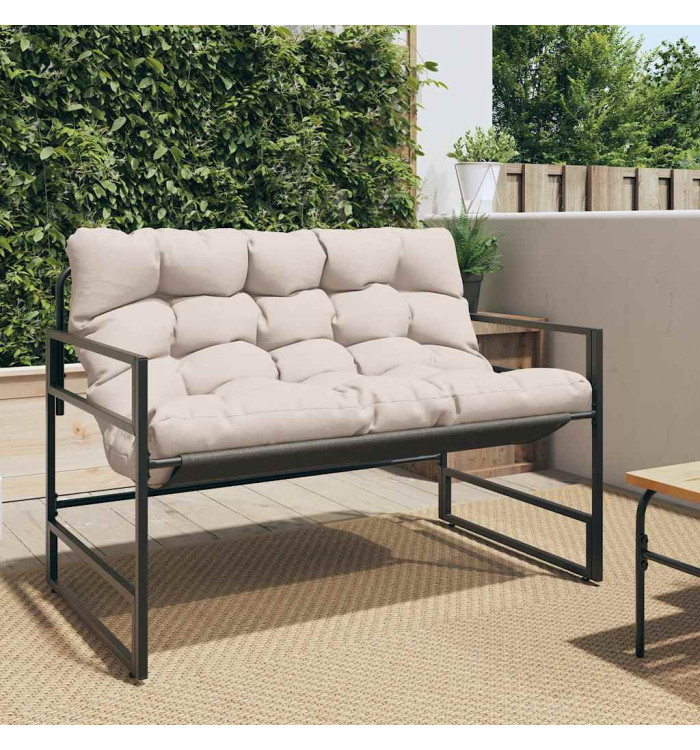 Banc de jardin avec coussin taupe 113 cm acier | Mobilier & Déco