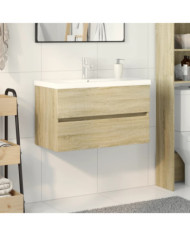 Ensemble de meubles de bain 2pcs céramique et bois d'ingénierie | Mobilier & Déco