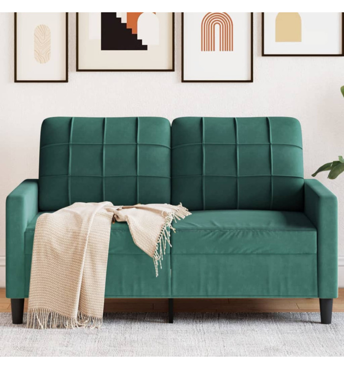 Canapé à 2 places Vert foncé 120 cm Velours | Mobilier & Déco