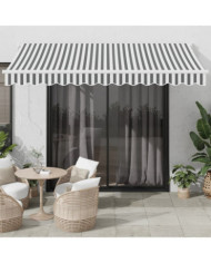 Auvent rétractable anthracite et blanc 3,5x2,5m tissu/aluminium | Mobilier & Déco