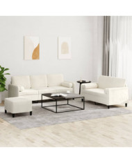 Ensemble de canapés 3 pcs avec coussins crème velours | Mobilier & Déco