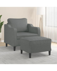 Fauteuil avec repose-pied Gris foncé 60 cm Tissu | Mobilier & Déco