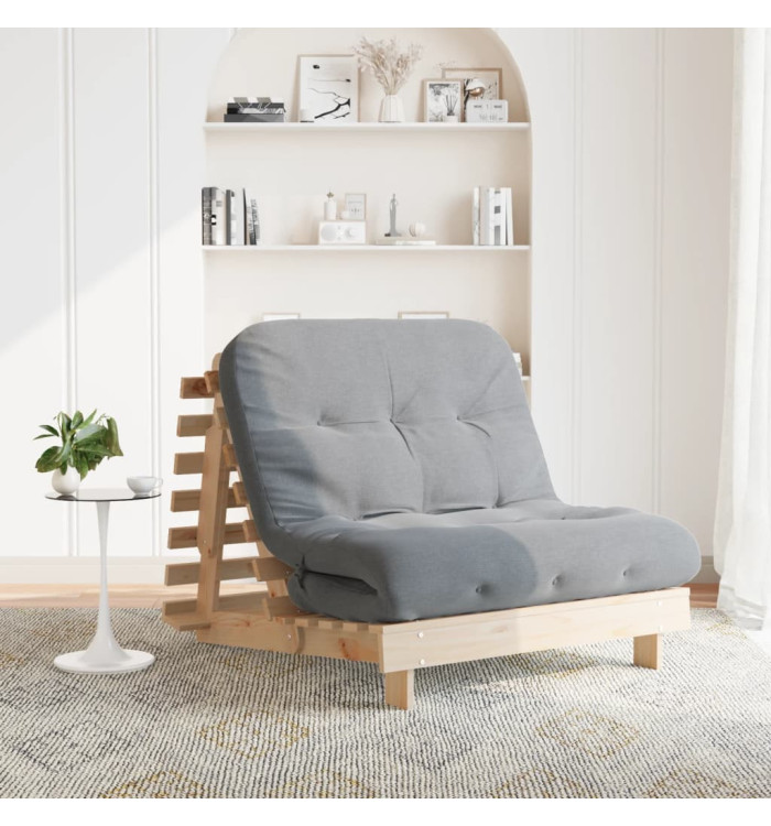 Canapé-lit futon avec matelas 100x206x11 cm bois massif de pin | Mobilier & Déco