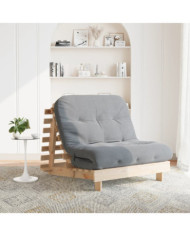 Canapé-lit futon avec matelas 100x206x11 cm bois massif de pin | Mobilier & Déco