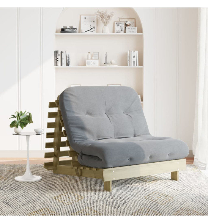 Canapé-lit futon avec matelas 100x206x11cm bois de pin imprégné | Mobilier & Déco