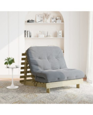 Canapé-lit futon avec matelas 100x206x11cm bois de pin imprégné | Mobilier & Déco