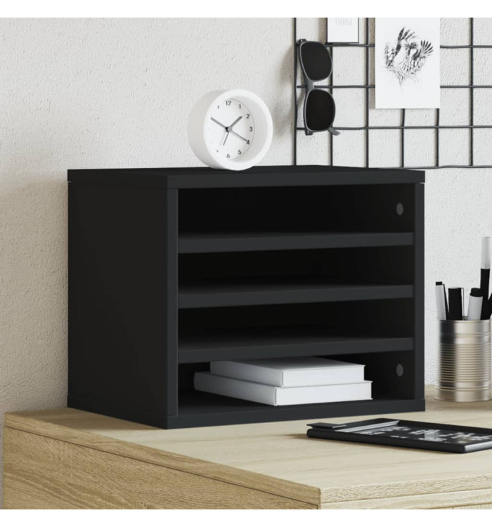 Organisateur de bureau noir 36x26x29,5 cm bois d'ingénierie | Mobilier & Déco
