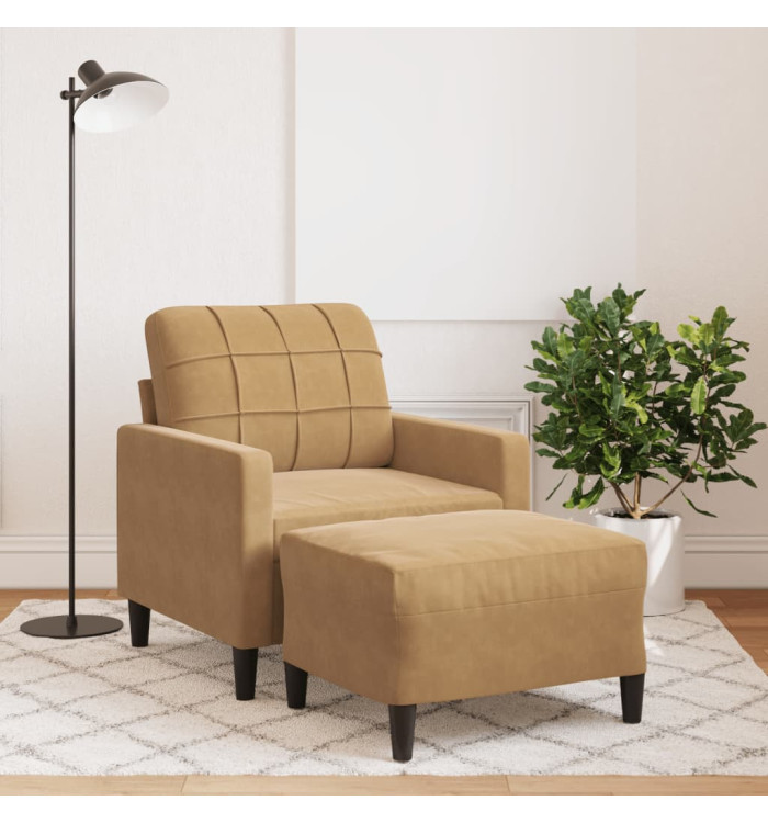 Fauteuil avec repose-pied Marron 60 cm Velours | Mobilier & Déco