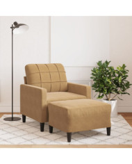Fauteuil avec repose-pied Marron 60 cm Velours | Mobilier & Déco