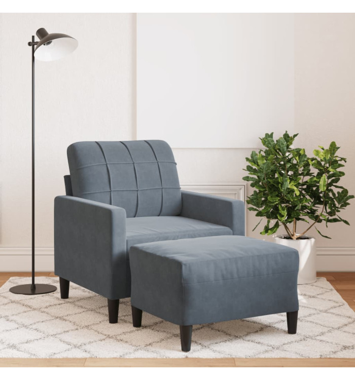 Fauteuil avec repose-pied Gris foncé 60 cm Velours | Mobilier & Déco