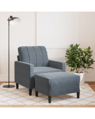 Fauteuil avec repose-pied Gris foncé 60 cm Velours | Mobilier & Déco